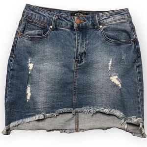 Black Label By C’est Toi Distressed Denim Mini Skirt
